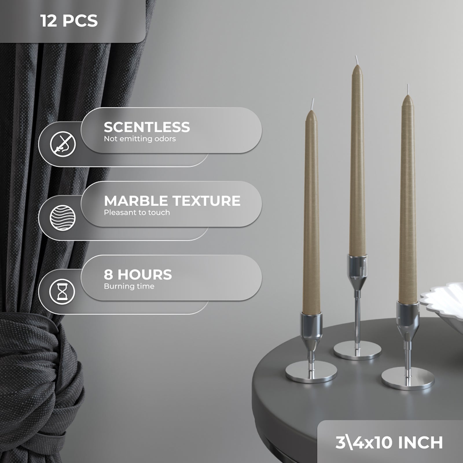 Sand Taper Candles - 12 pack
