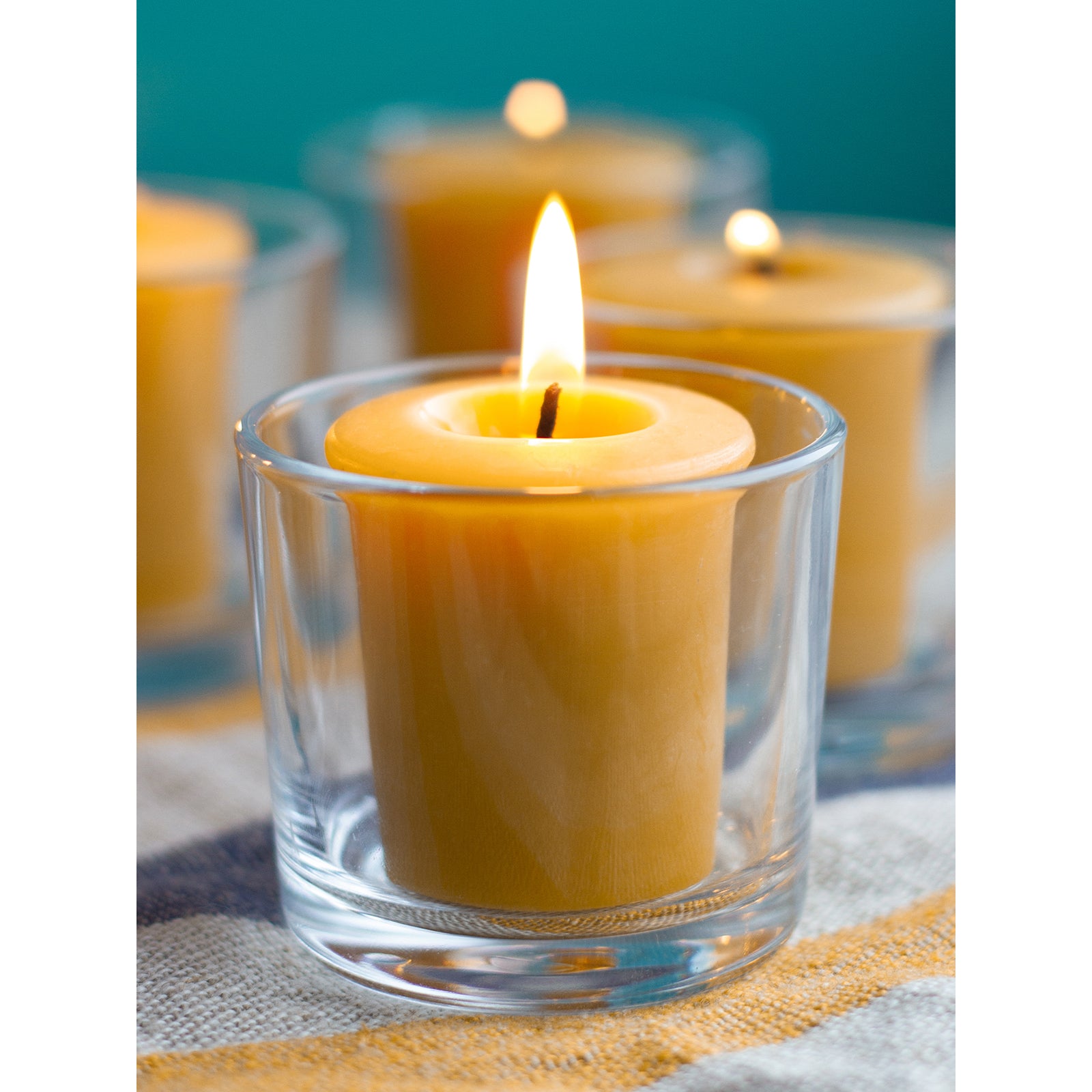 CANDWAX Pure Beeswax Votive Candles Set of 6 - Handmade Honey Yellow Votive Candles Beeswax Natural - 10 Hours Burning Pure Bees Wax Candles for Home