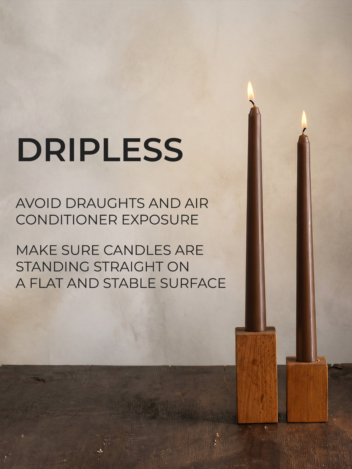 CANDWAX 8 Inch Taper Candles Brown Decor Unscented Candle Sticks 12 Pack