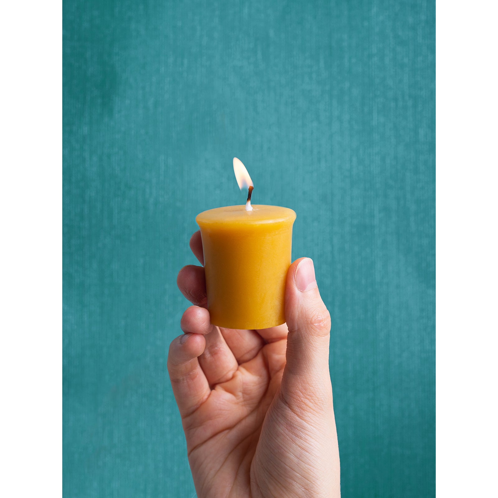 CANDWAX Pure Beeswax Votive Candles Set of 6 - Handmade Honey Yellow Votive Candles Beeswax Natural - 10 Hours Burning Pure Bees Wax Candles for Home