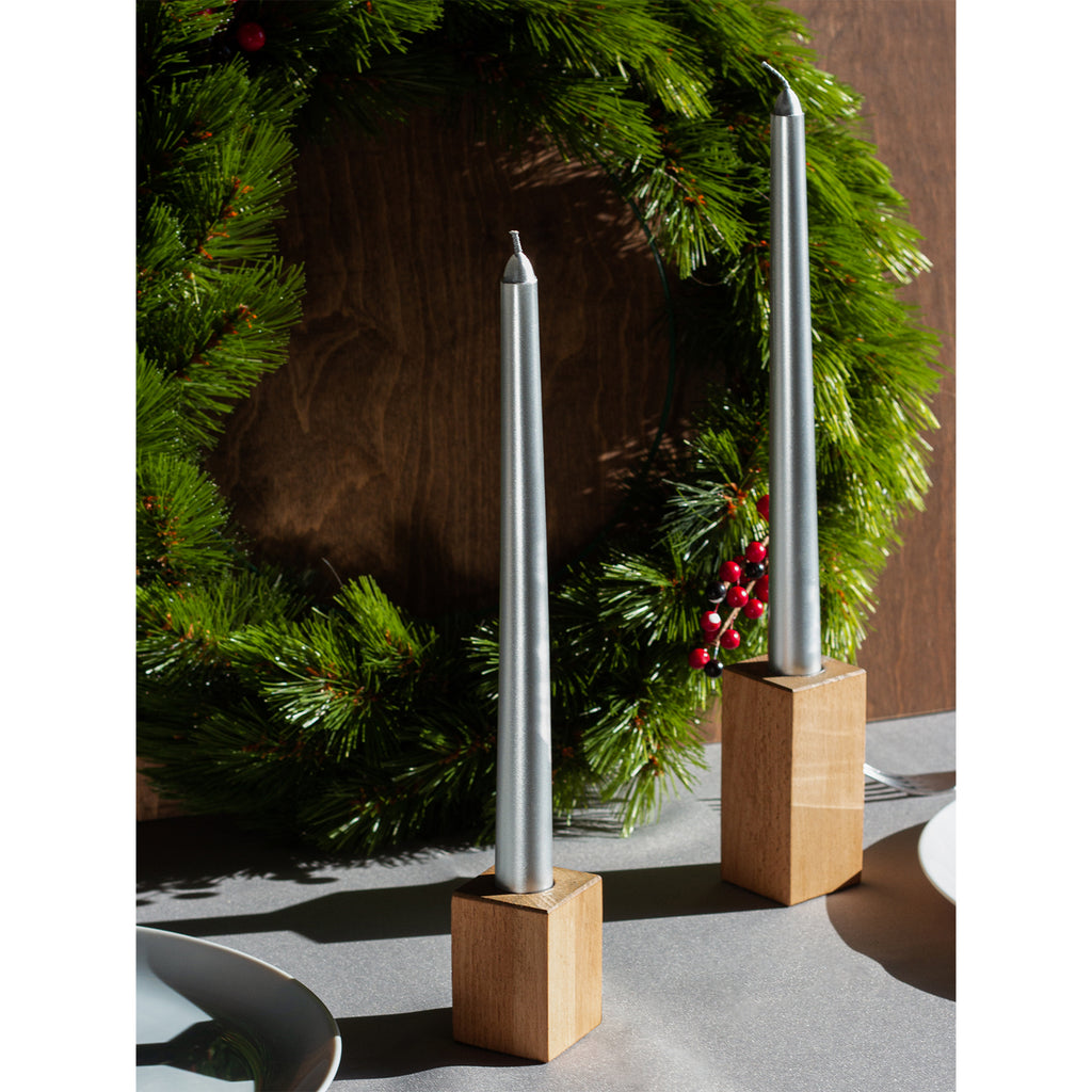 CANDWAX Silver Taper Candles