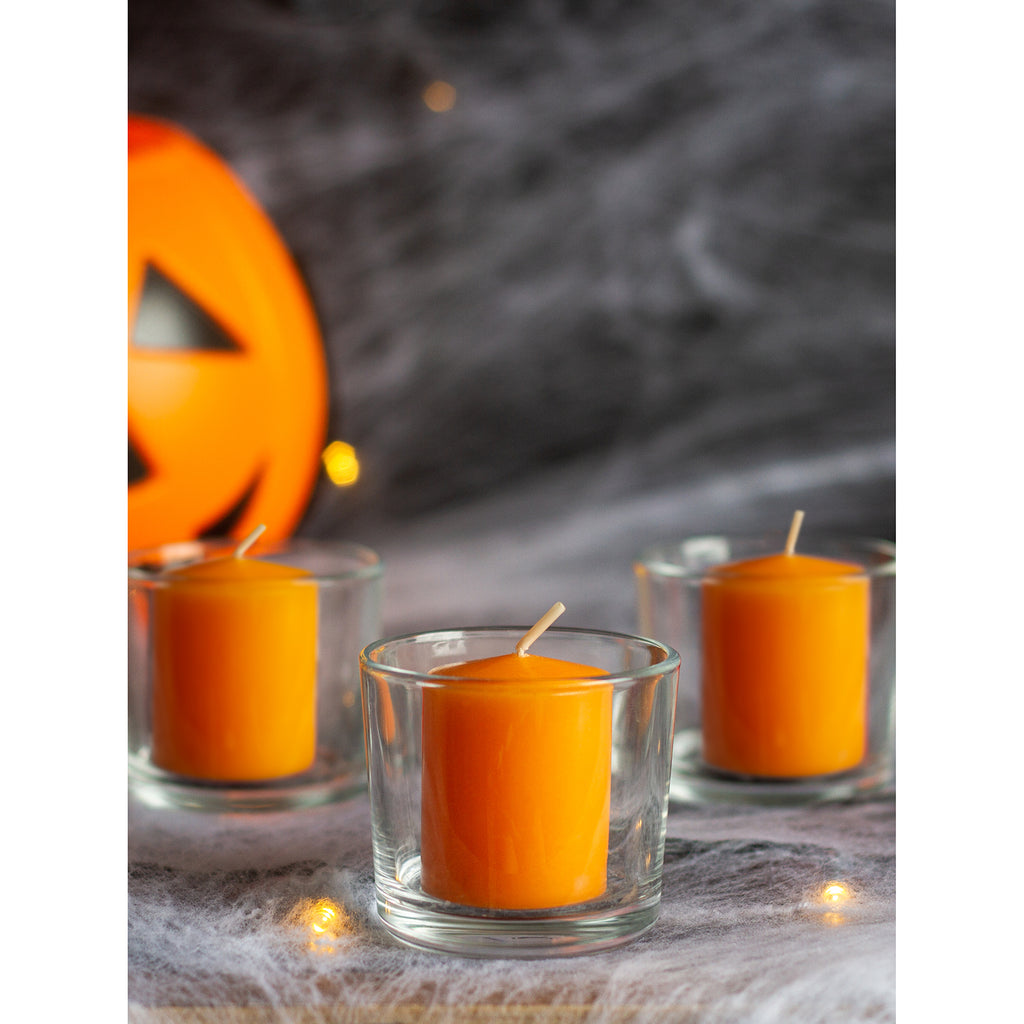 CANDWAX Orange Votive Candles Set of 36