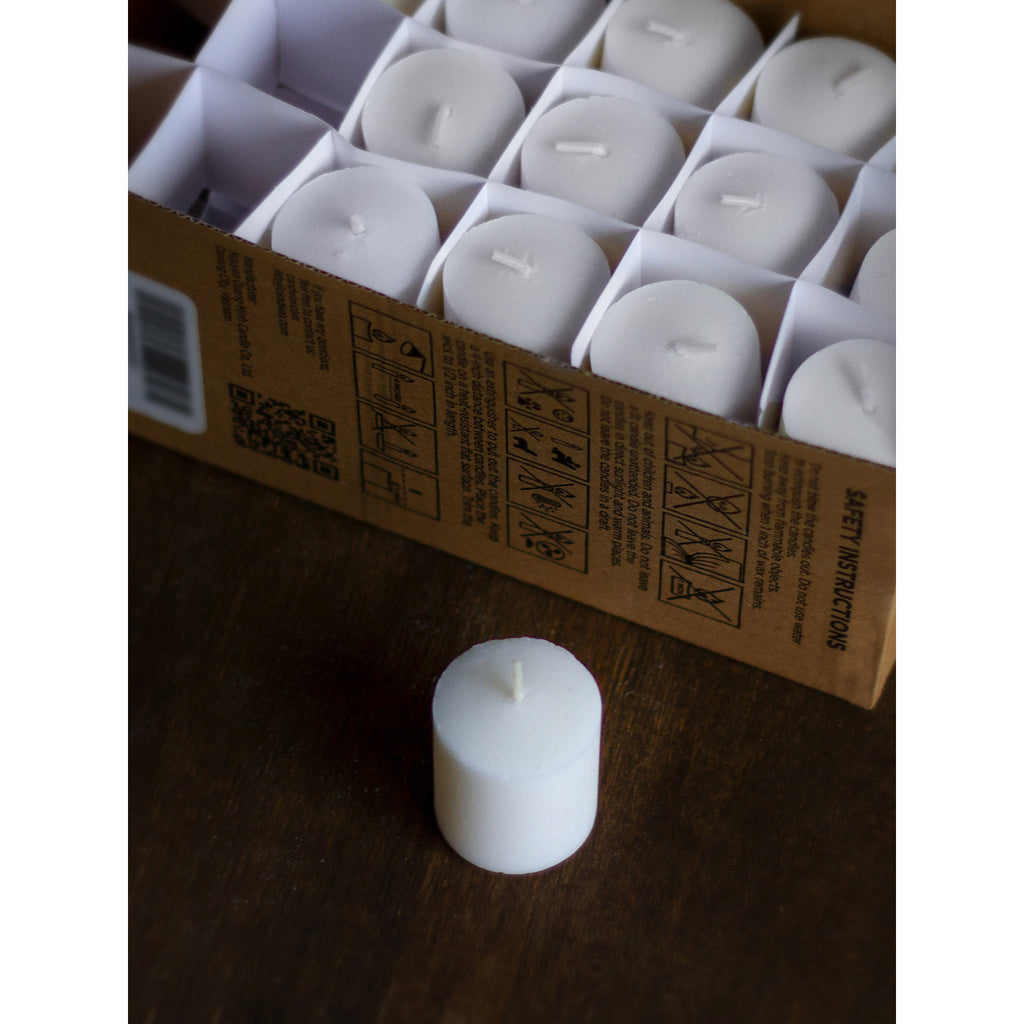 CANDWAX 15 Hour Votive Candles Set of 36 - White Candles Perfect as Wedding Candles or Emergency Candles - 1.5x1.7 inch Unscented White Votive Candles