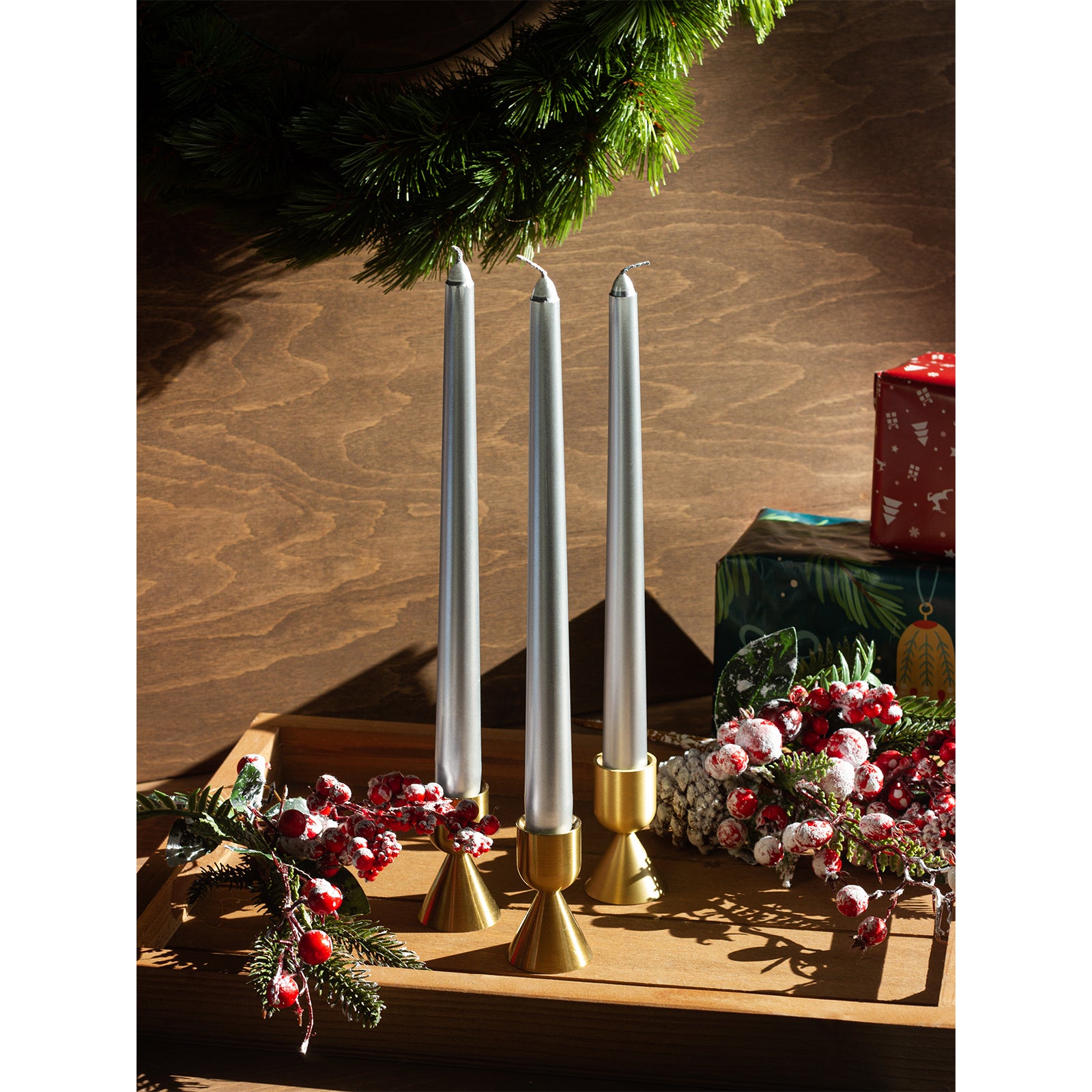 CANDWAX Silver Taper Candles