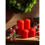 Load image into Gallery viewer, Candwax 3x3 Pillar Candles Set of 3 - Red Christmas Candles Pillar - 40-Hour Burn Time Self-Extinguishing Long Lasting Candles for Home Decor - Cone-Top Unscented Candles Pillar Red
