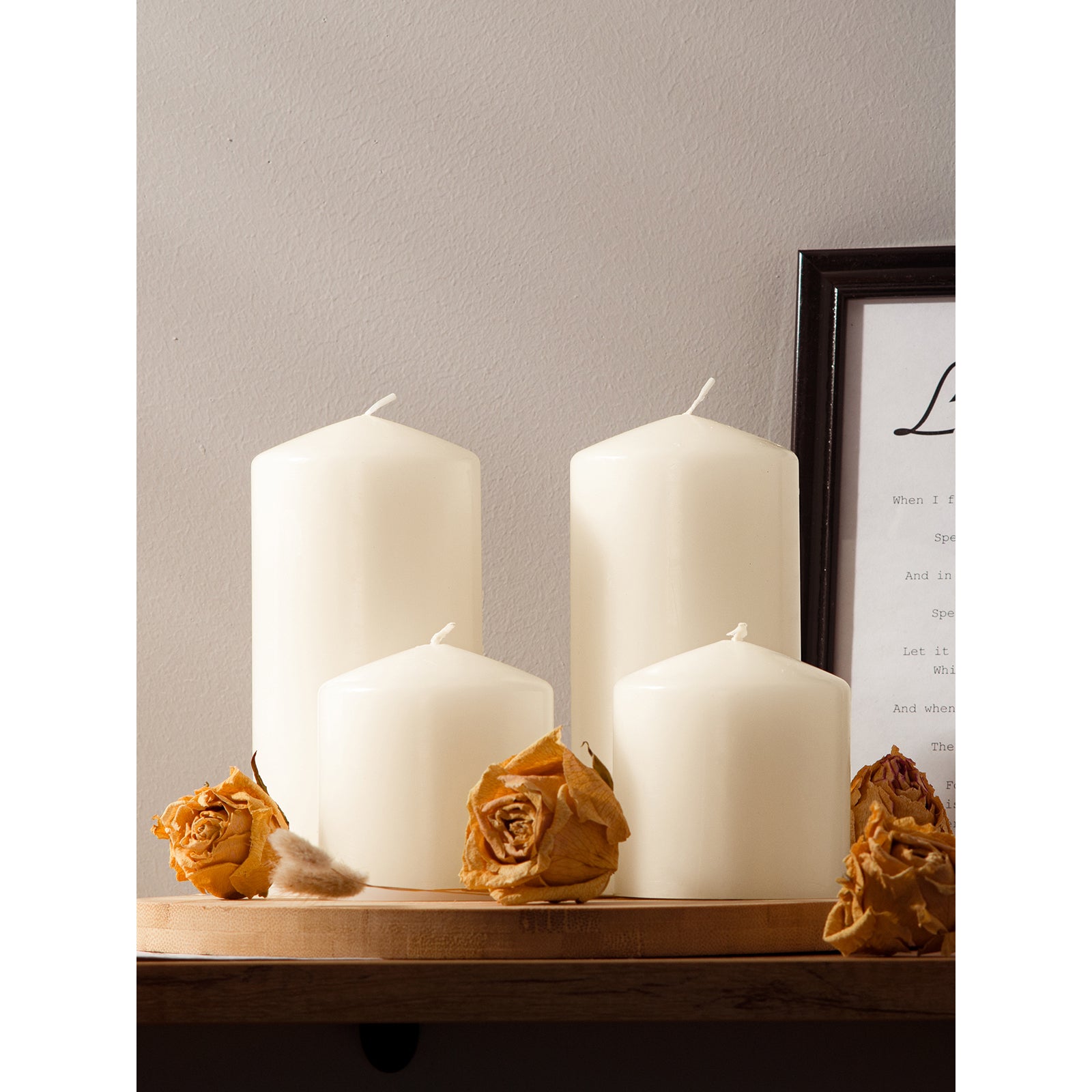 CANDWAX 3x6 inch Ivory Pillar Candle Set of 3 - Large Pillar Candles Ivory Perfect for Any Occasion - Long Burning Ivory Candles Unscented