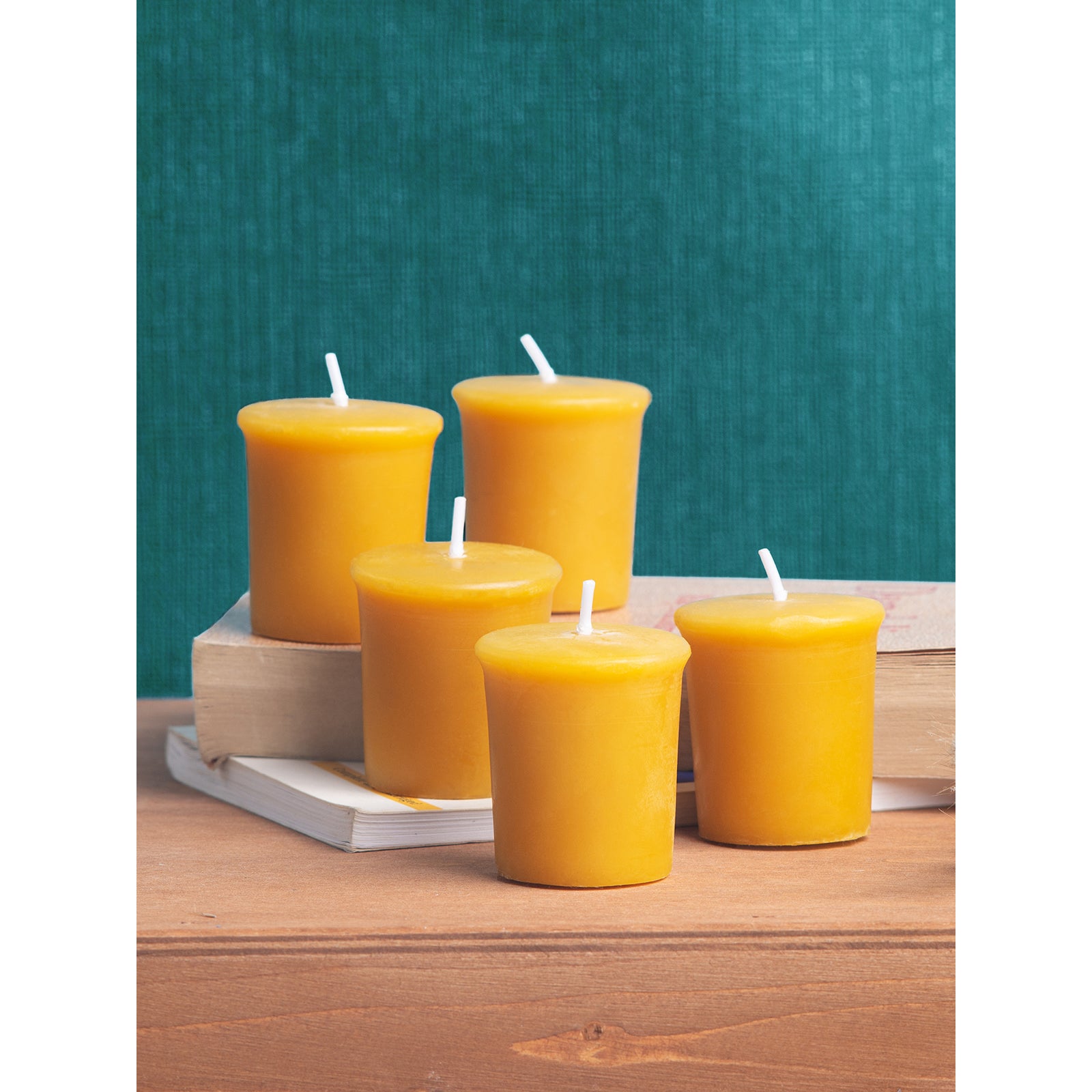 CANDWAX Pure Beeswax Votive Candles Set of 6 - Handmade Honey Yellow Votive Candles Beeswax Natural - 10 Hours Burning Pure Bees Wax Candles for Home