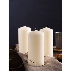 CANDWAX 3x6 inch Ivory Pillar Candle Set of 3 - Large Pillar Candles Ivory Perfect for Any Occasion - Long Burning Ivory Candles Unscented