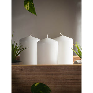 CANDWAX 3x6 inch White Pillar Candle Set of 3 - Large Pillar Candles White Perfect for Any Occasion - Long Burning White Candles Unscented