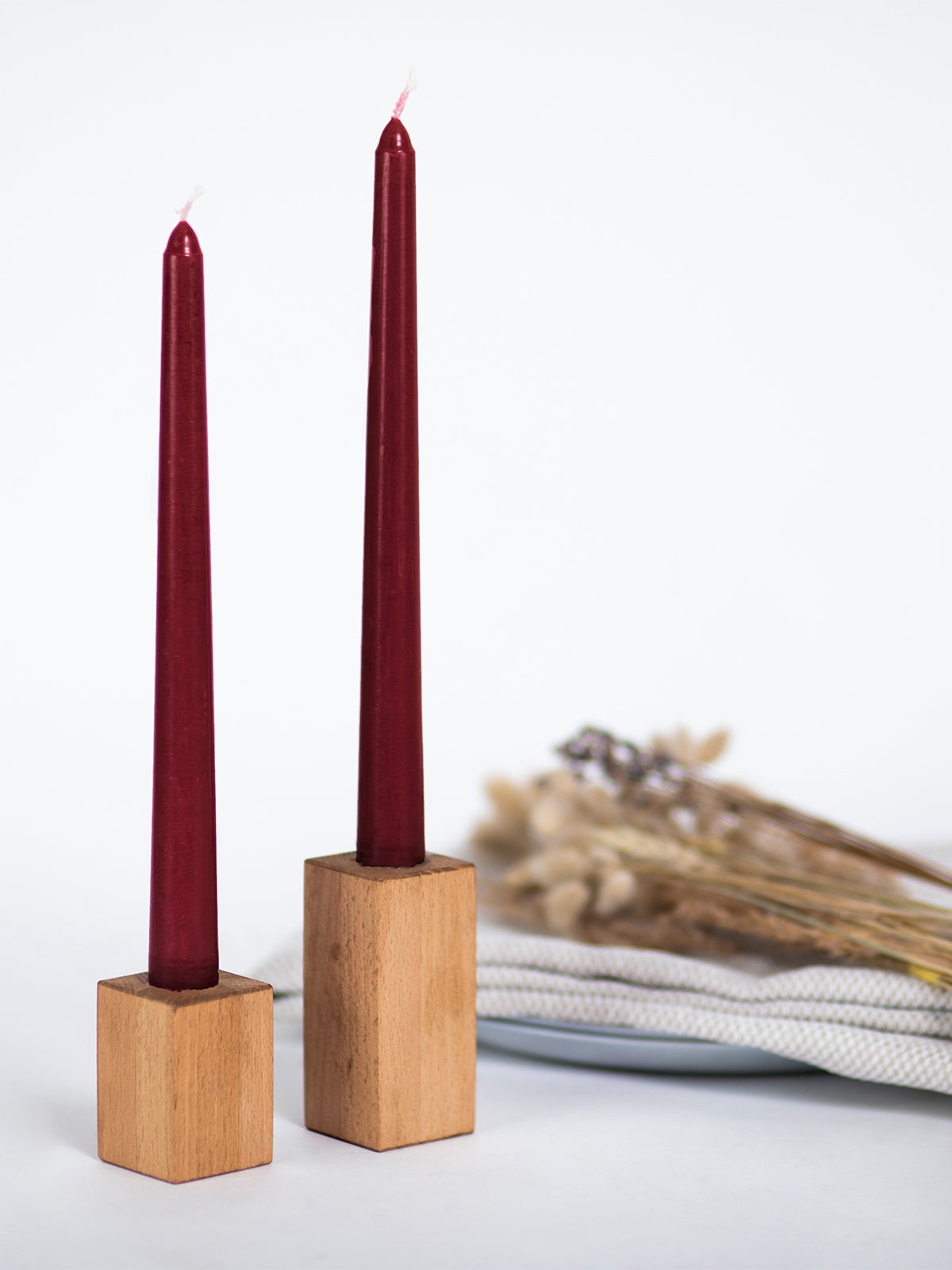 CANDWAX 8 Inch Taper Candles Burgundy Decor Unscented Candle Sticks 12 Pack