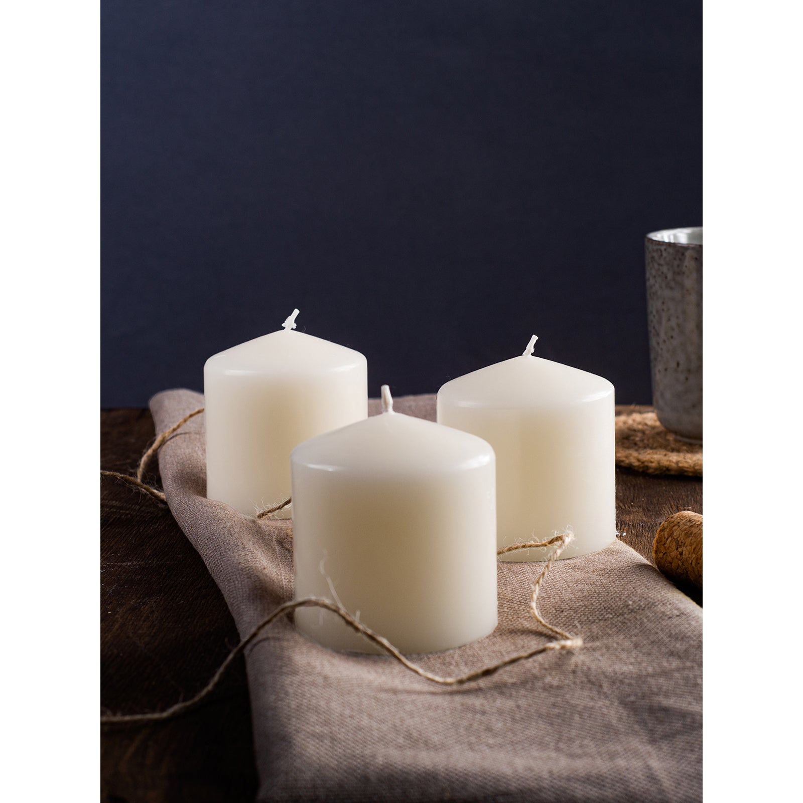 CANDWAX 3x3 inch Ivory Pillar Candles Set of 3 - Elegant Decorative Candles for Home - Unscented Ivory Candles for Relaxing Atmosphere