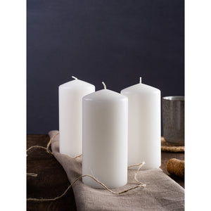 CANDWAX 3x6 inch White Pillar Candle Set of 3 - Large Pillar Candles White Perfect for Any Occasion - Long Burning White Candles Unscented