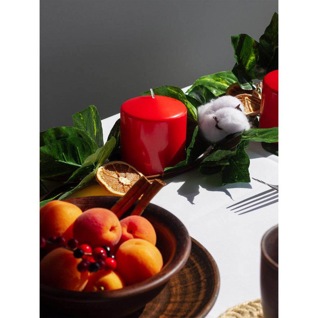 Red Pillar Candles - Solid Texture