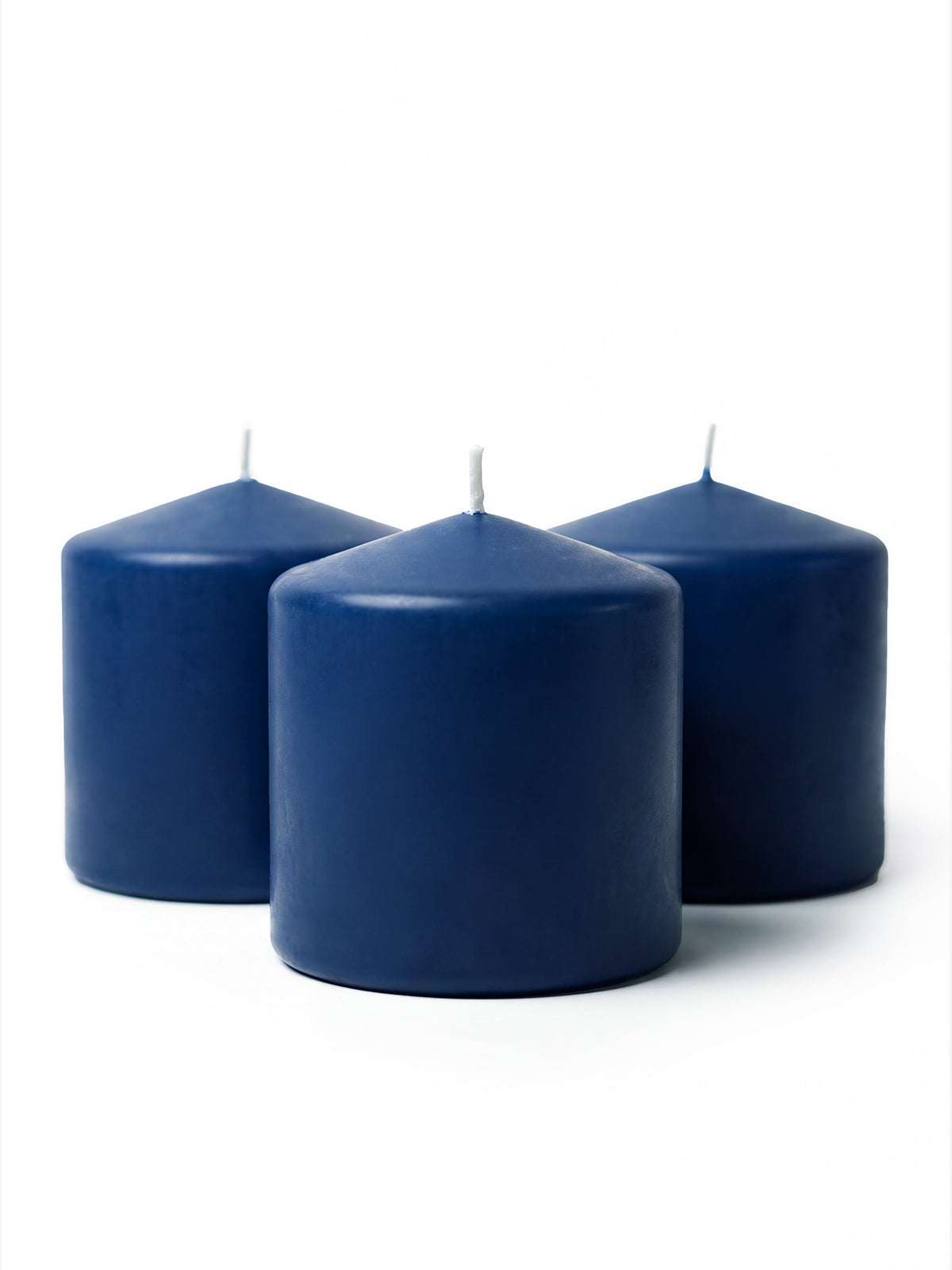 Dark Blue Pillar Candles - Solid Texture