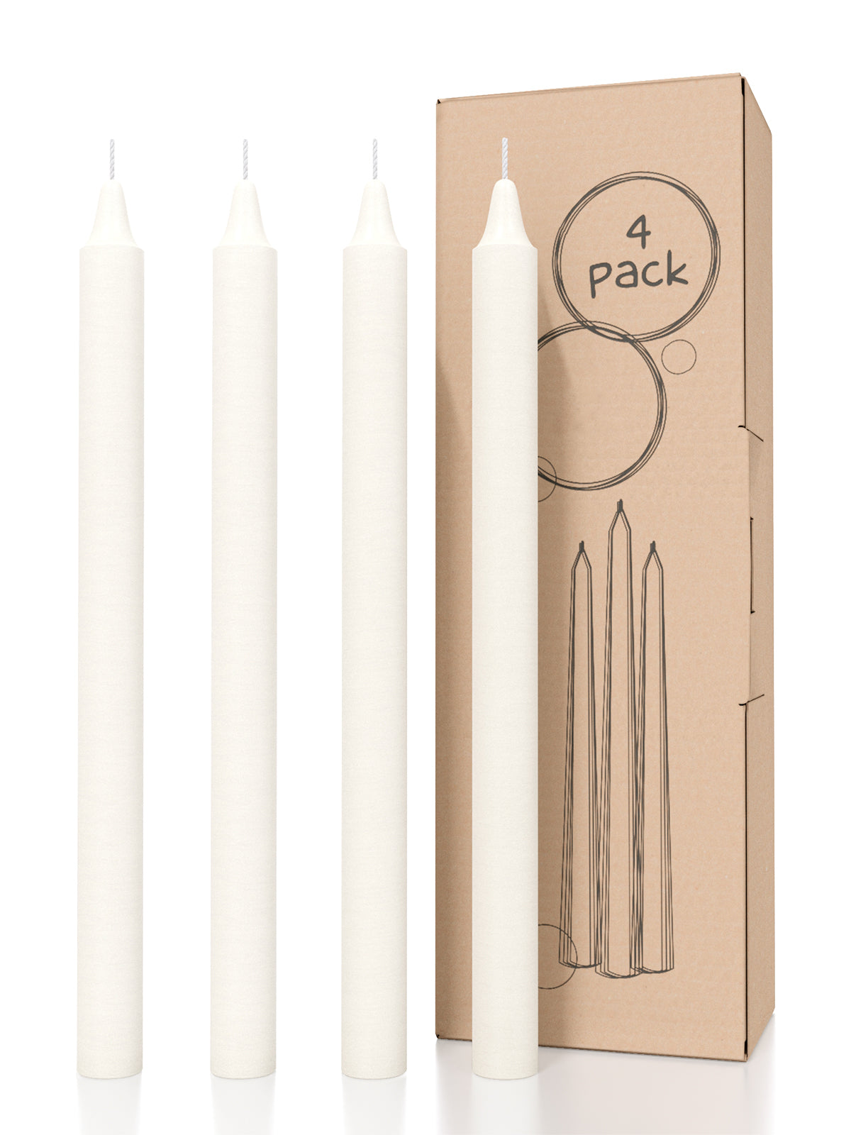 Ivory Straight Candles - 4 pack
