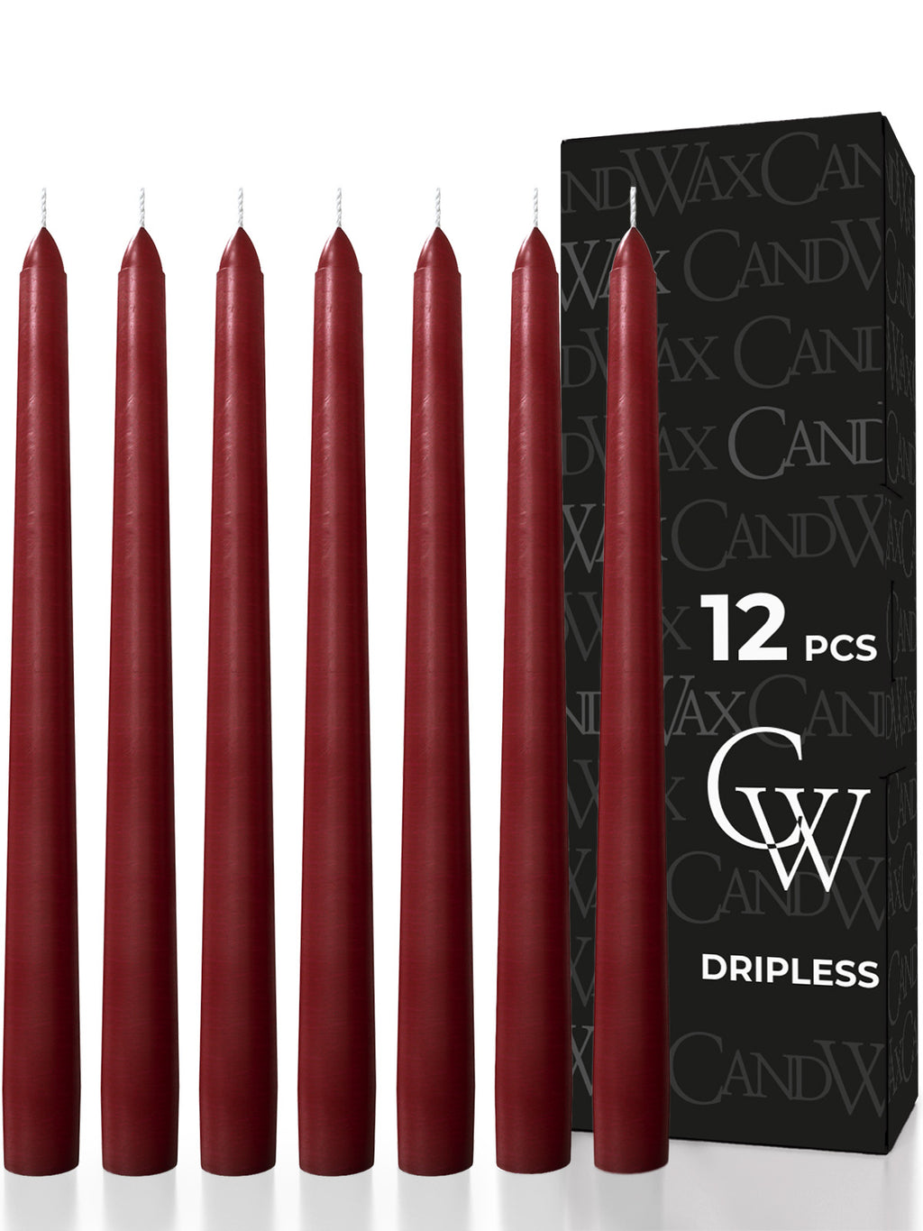 Burgundy Taper Candles - 12 Pack