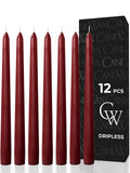Burgundy Taper Candles - 12 Pack
