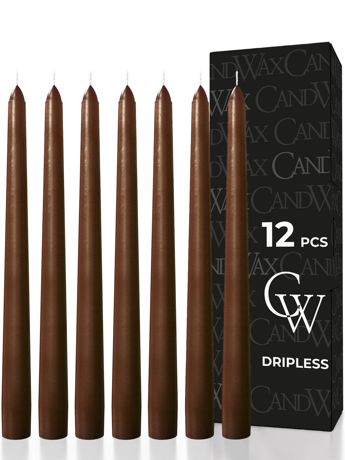 Brown Taper Candles - 12 pack