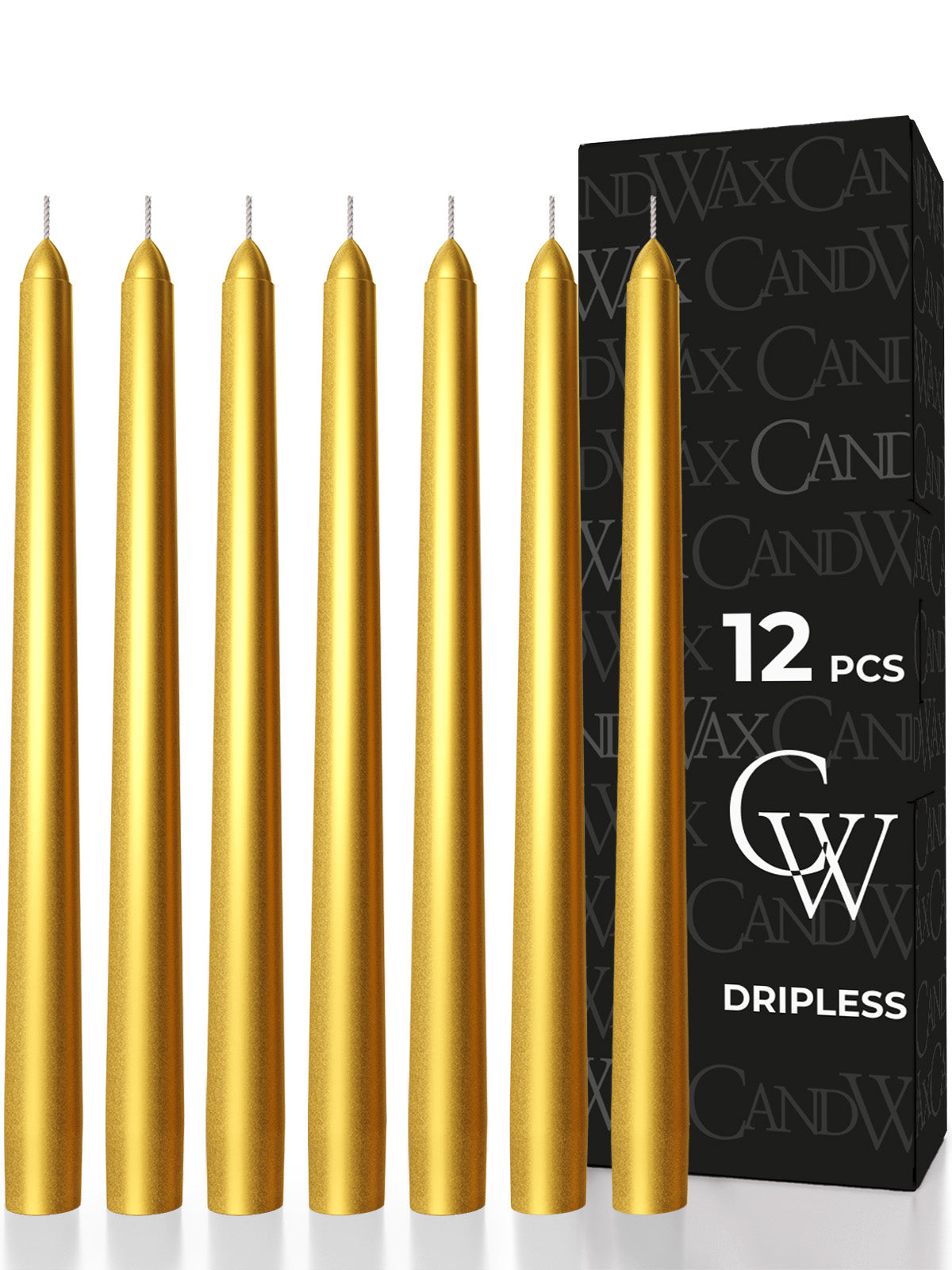 Gold Taper Candles - 12 pack