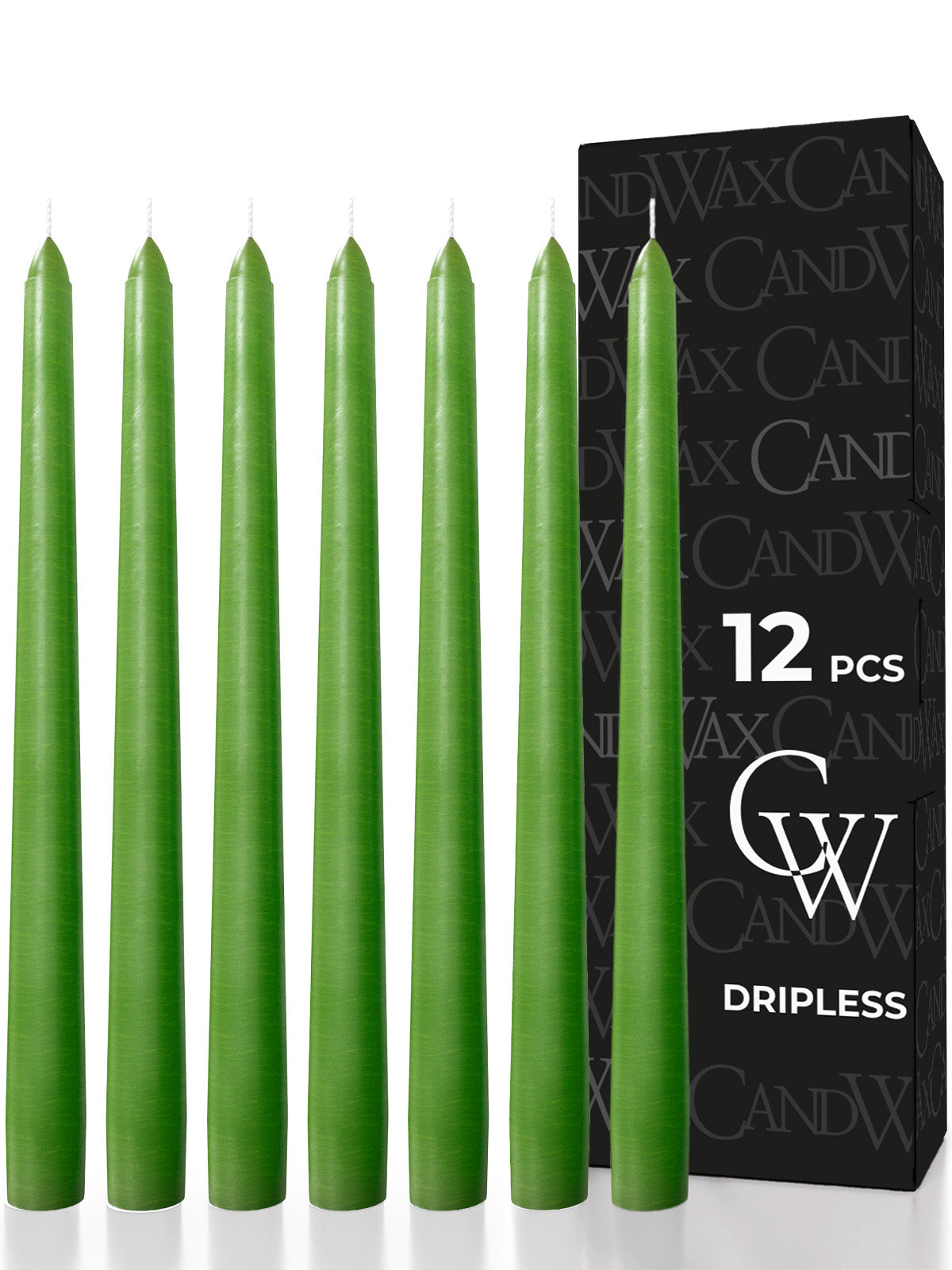 Green Taper Candles - 12 pack