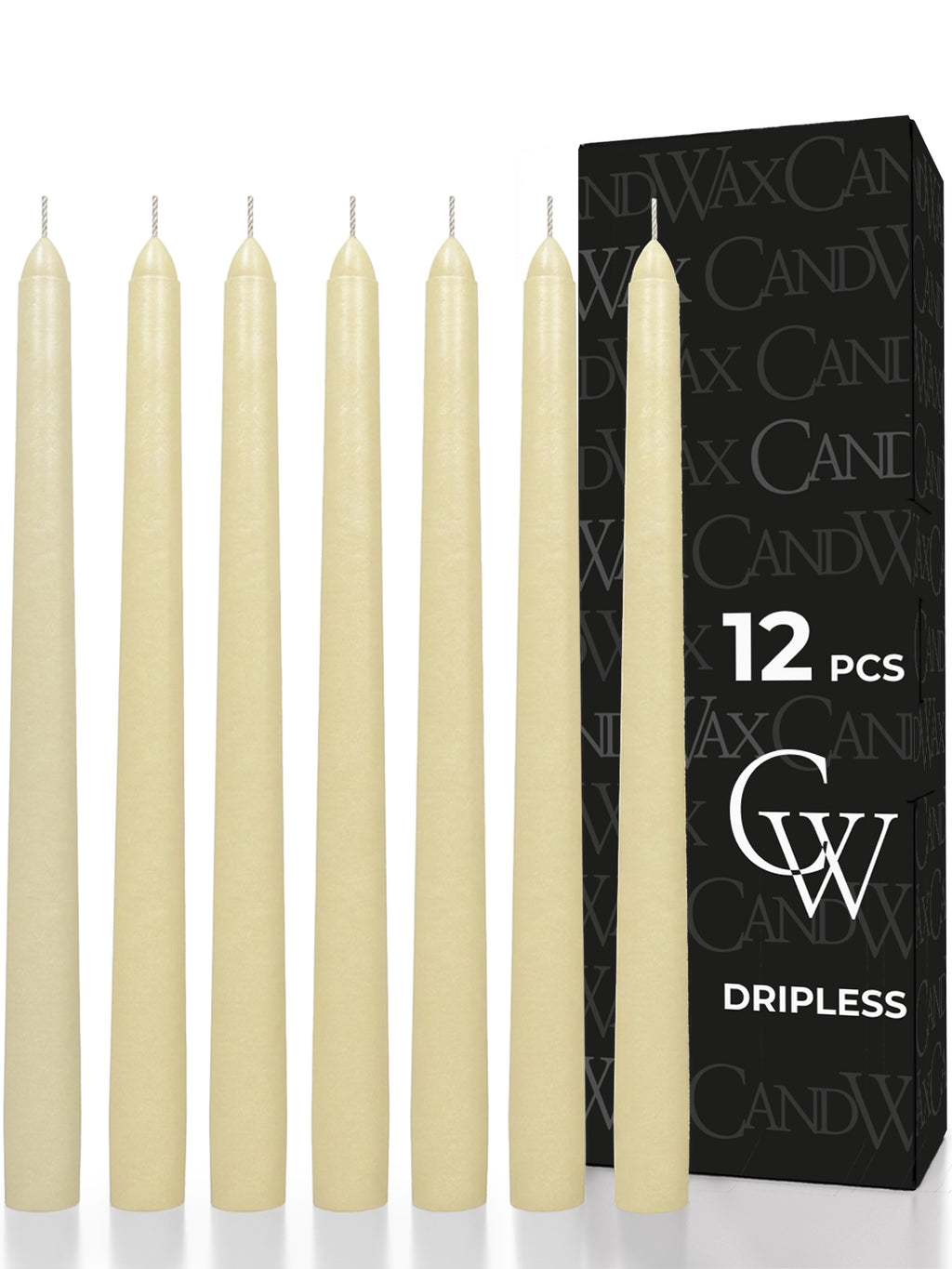 Ivory Taper Candles - 12 pack