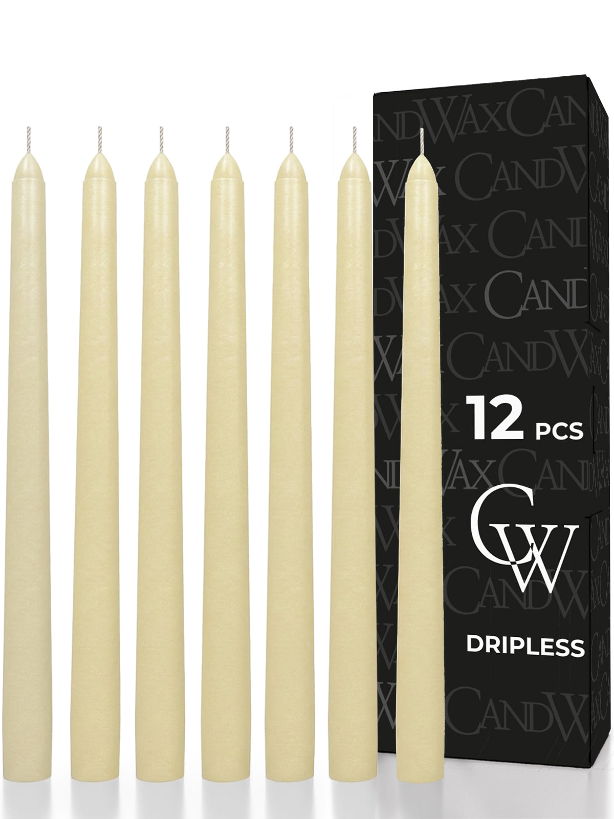 Ivory Taper Candles - 12 pack