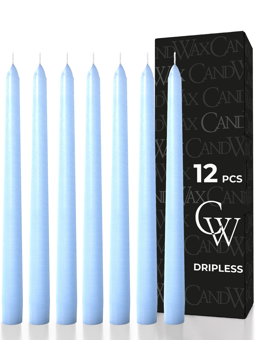 Light Blue Taper Candles - 12 pack