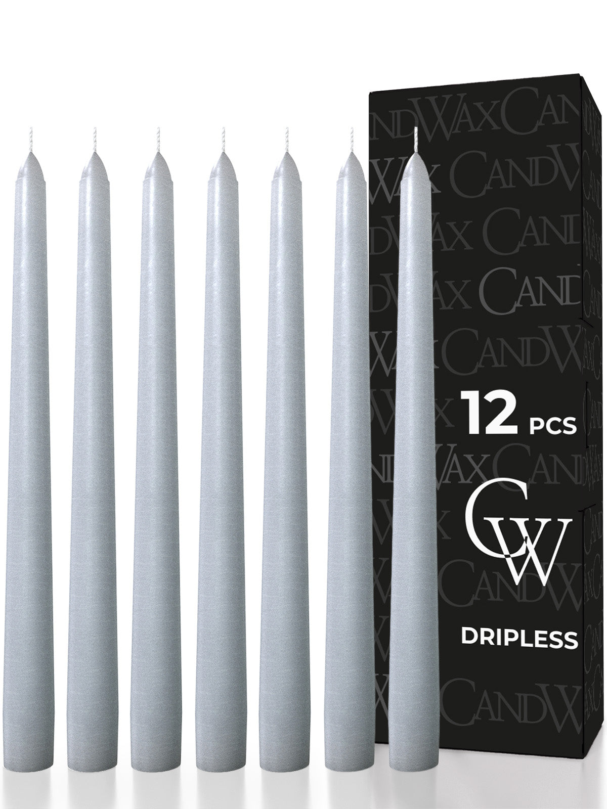 Gray Taper Candles - 12 pack