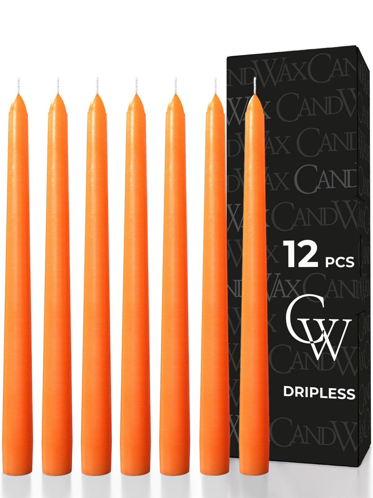 Orange Taper Candles - 12 pack