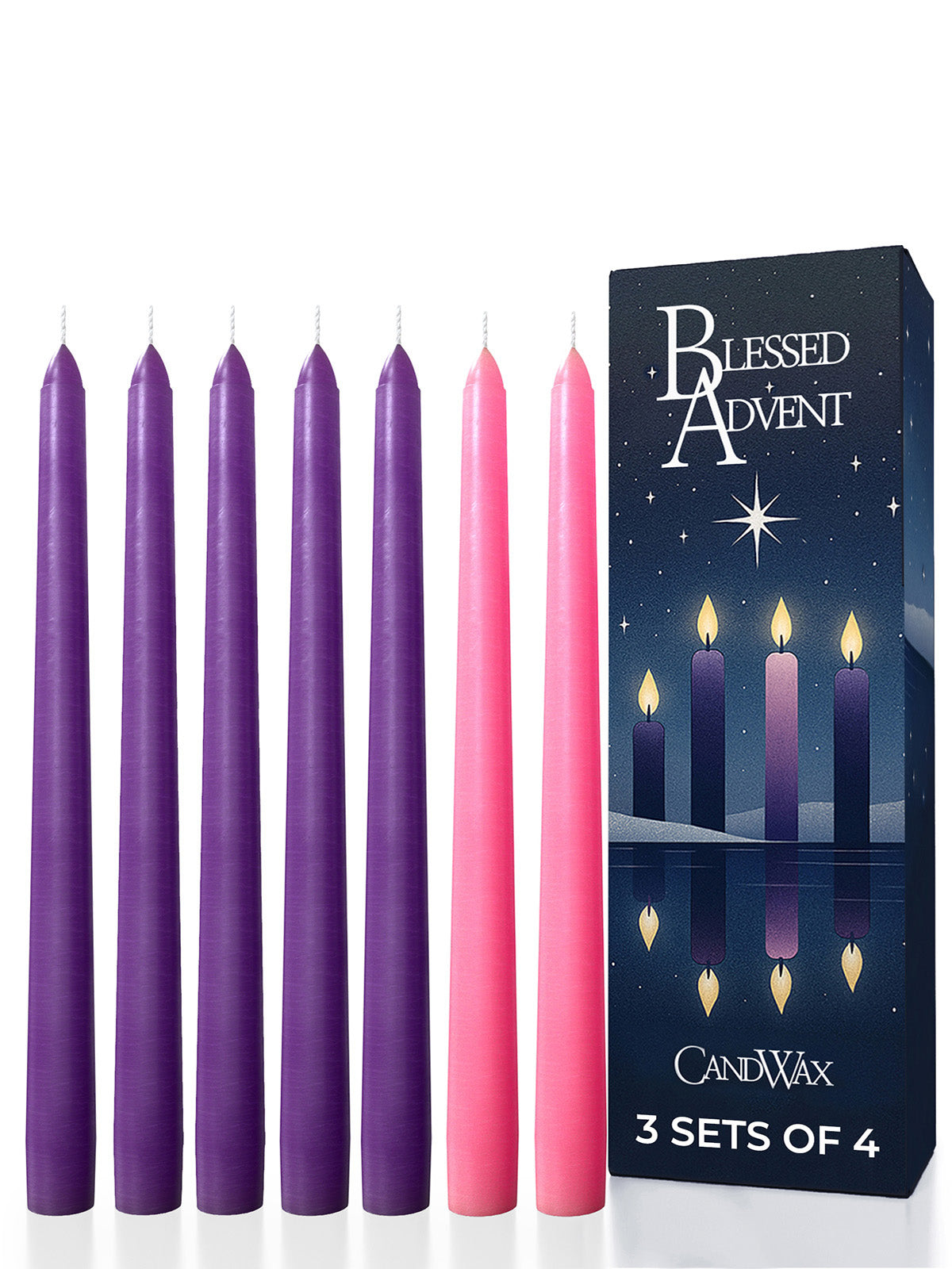 Advent Taper Candles - 12 pack
