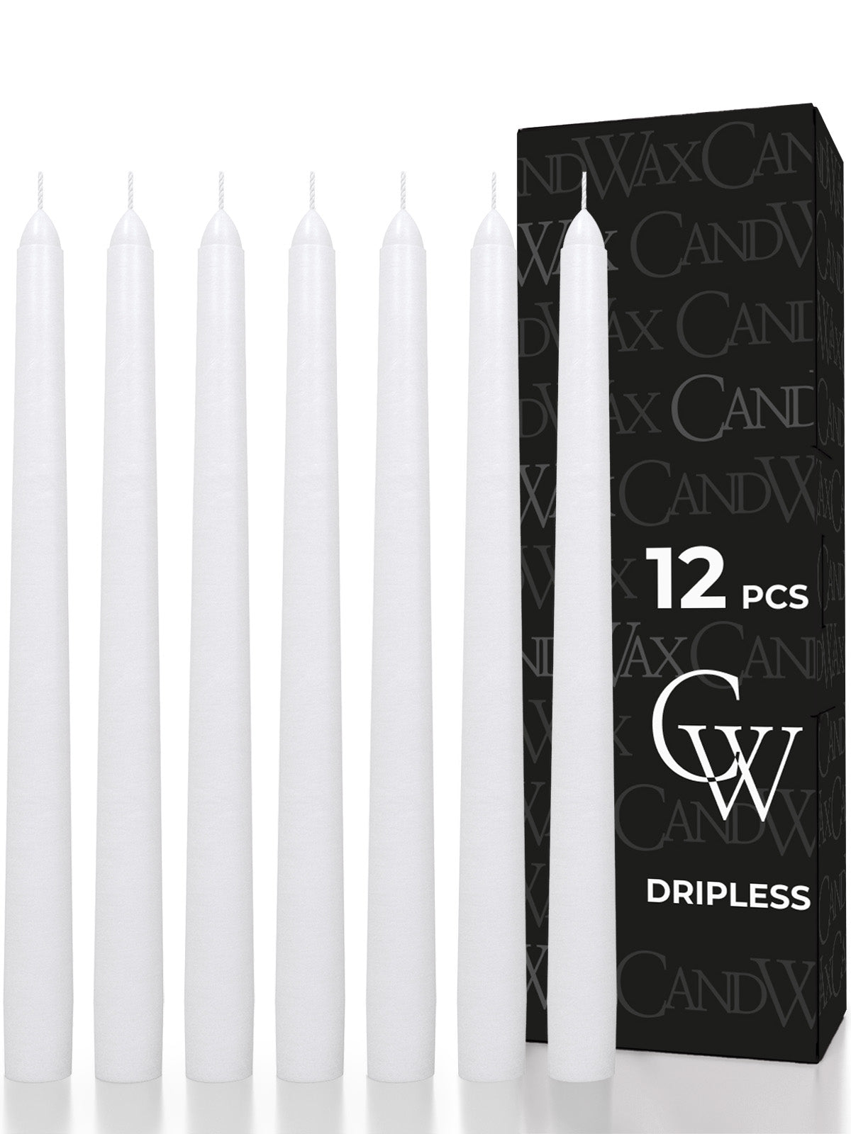 White Taper Candles - 12 pack