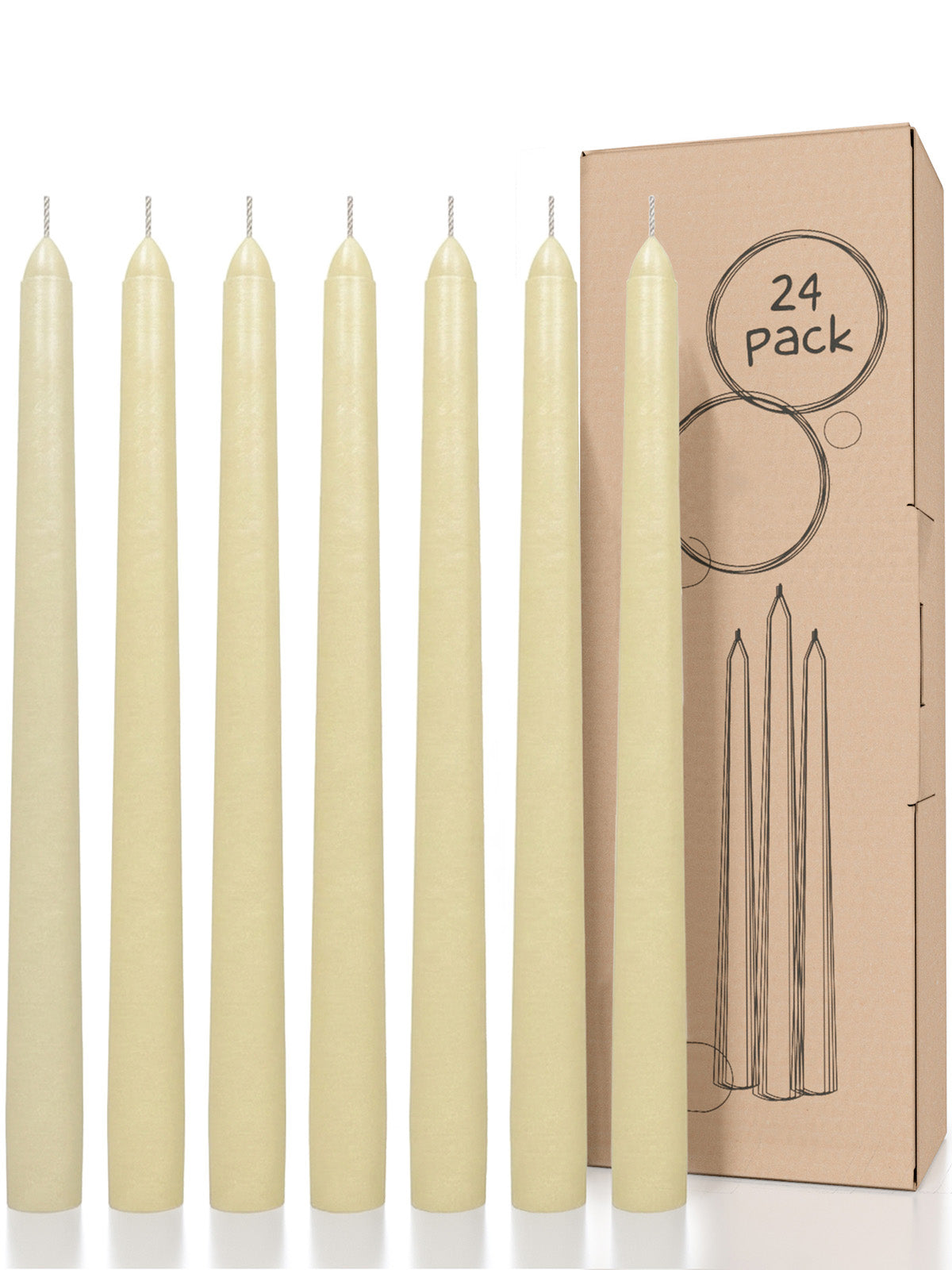 Ivory Taper Candles - 24 pack