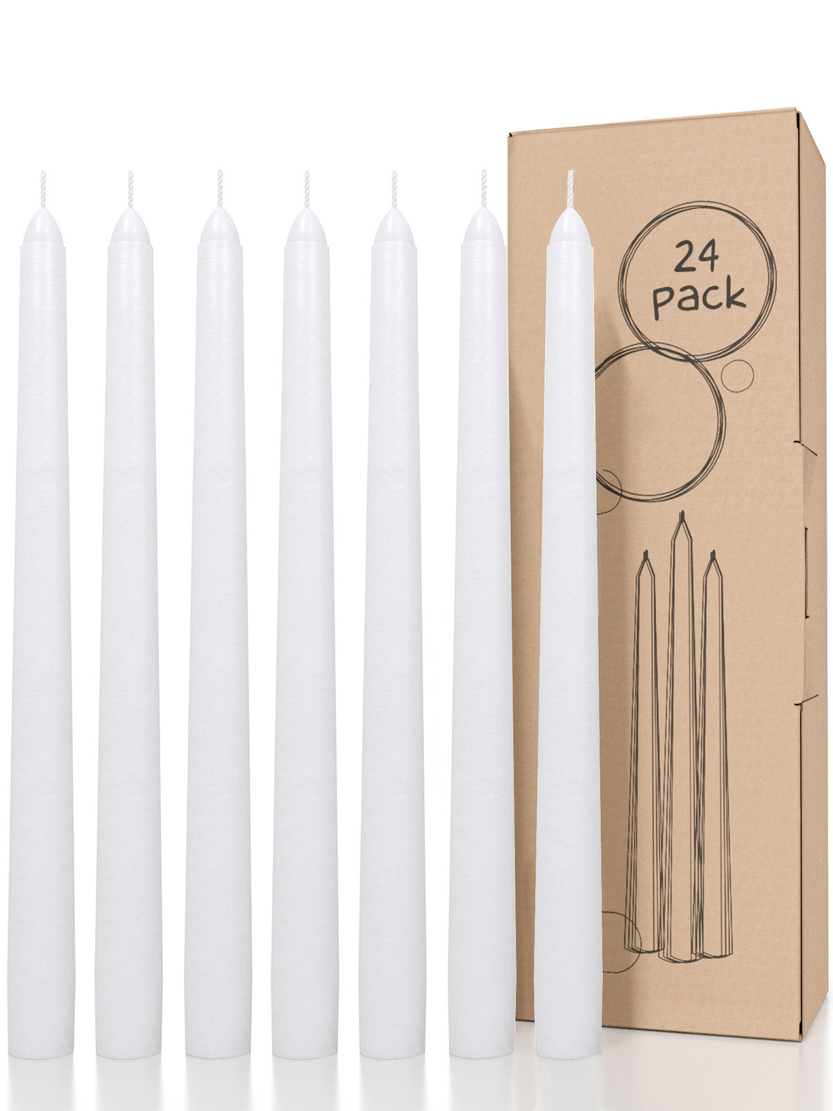 White Taper Candles - 24 pack
