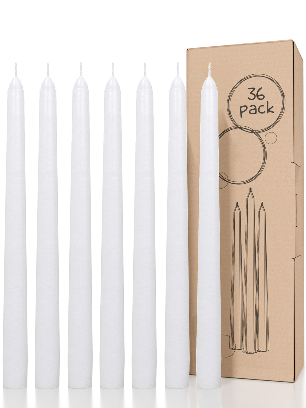 White Taper Candles - 36 pack