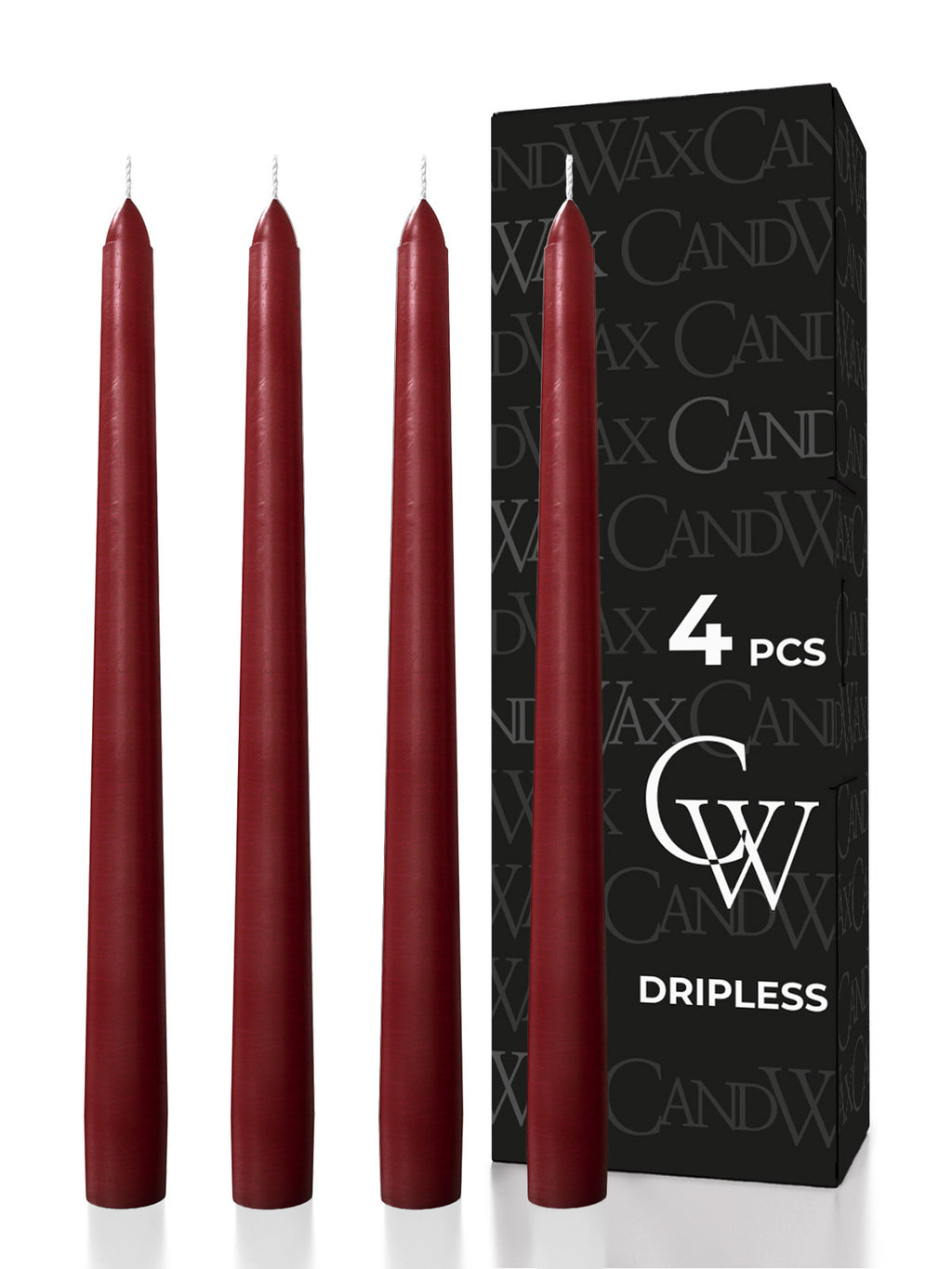 Burgundy Taper Candles - 4 pack