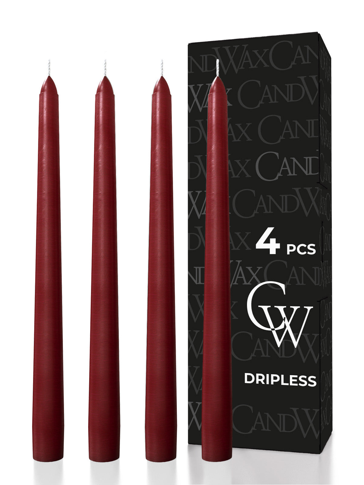 Burgundy Taper Candles - 4 pack