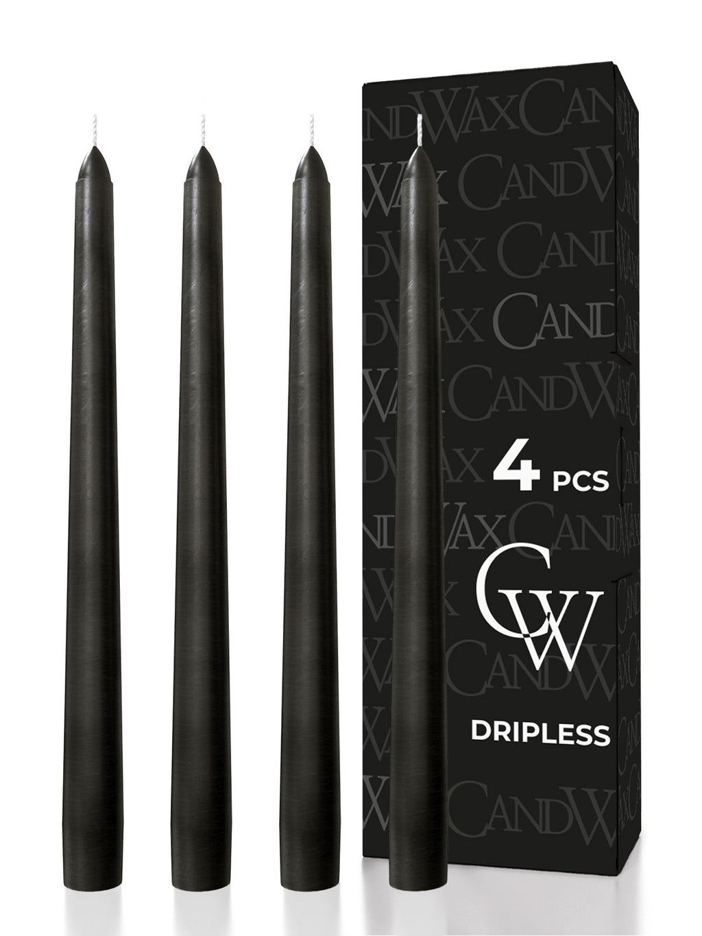 Coal Black Taper Candles - 4 pack