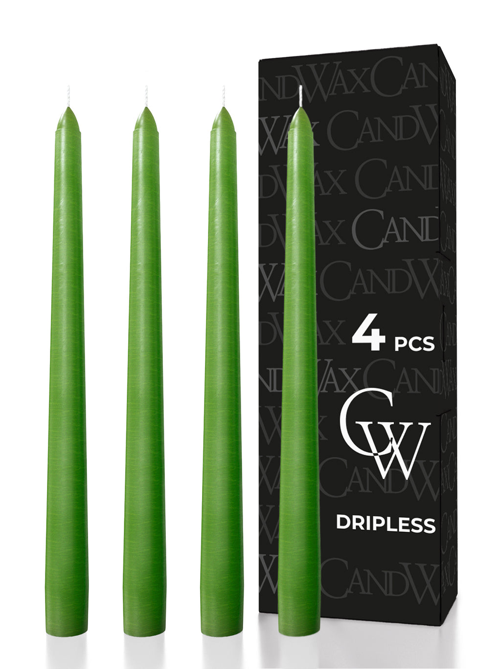 Green Taper Candles - 4 pack
