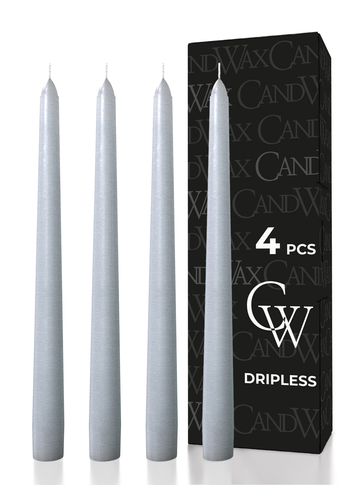Gray Taper Candles - 4 pack