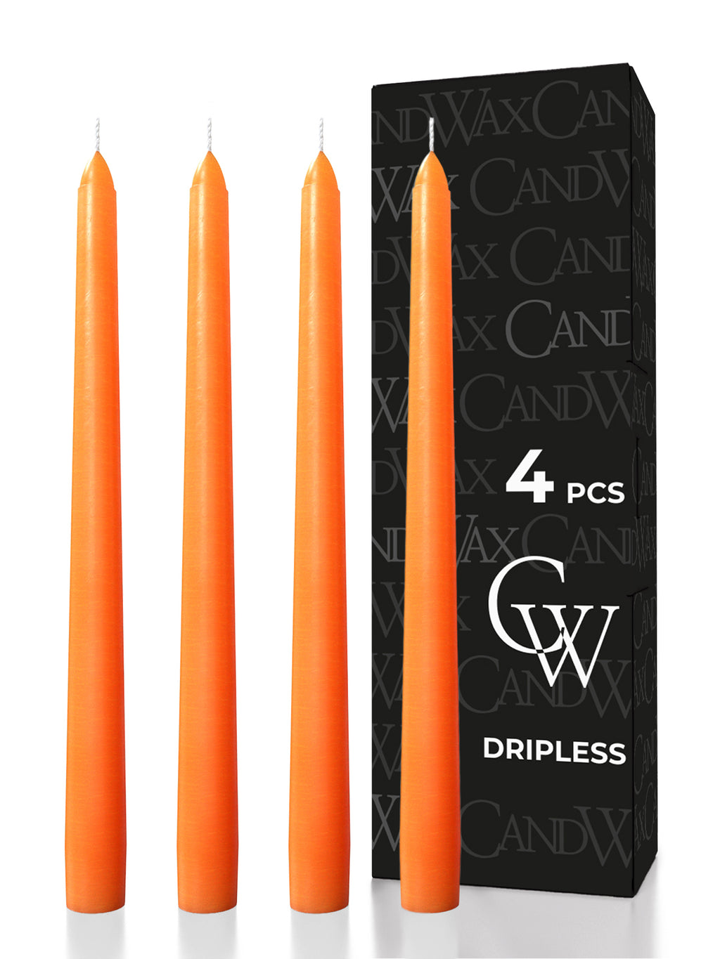 Orange Taper Candles - 4 pack