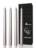 Silver Taper Candles - 4 pack