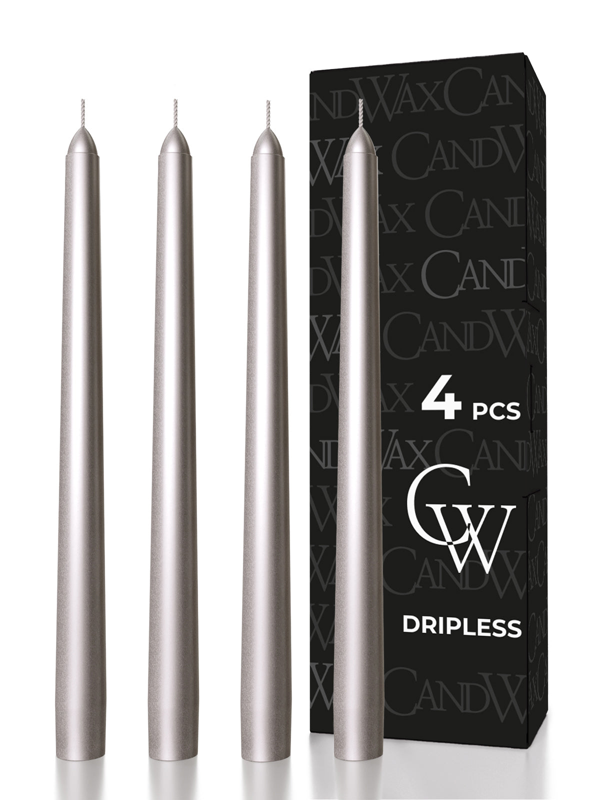 Silver Taper Candles - 4 pack