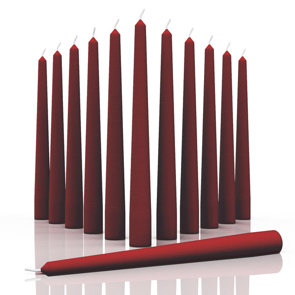 25 Red Unscented Wax Taper Candles, 8 Hour Burn Time