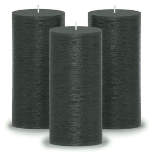 CANDWAX Black Pillar Candles 6" - Set of 3pcs