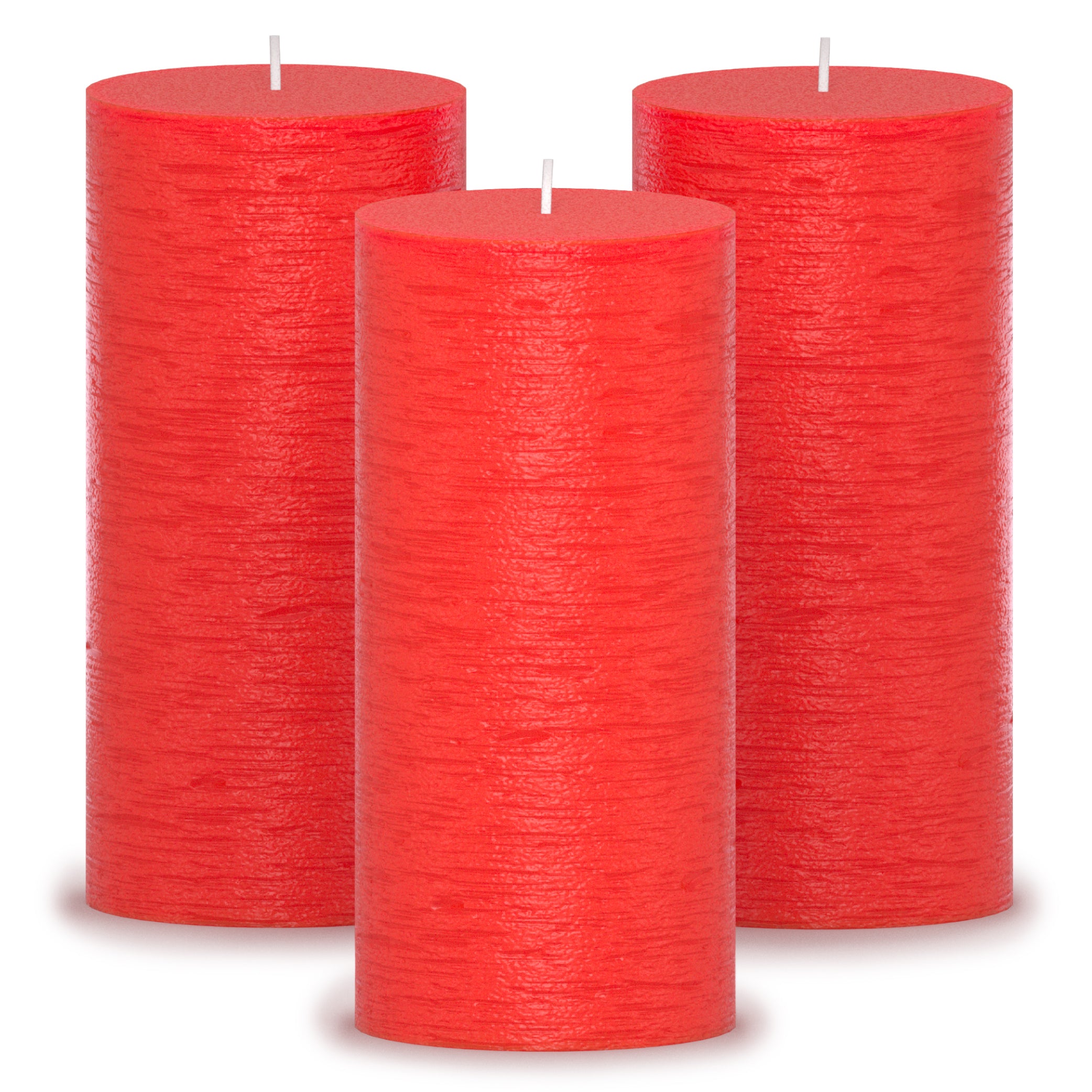 CANDWAX Red Pillar Candles 6" - Set of 3pcs