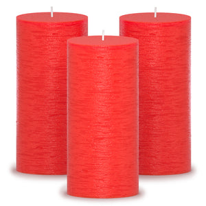 CANDWAX Red Pillar Candles 6" - Set of 3pcs