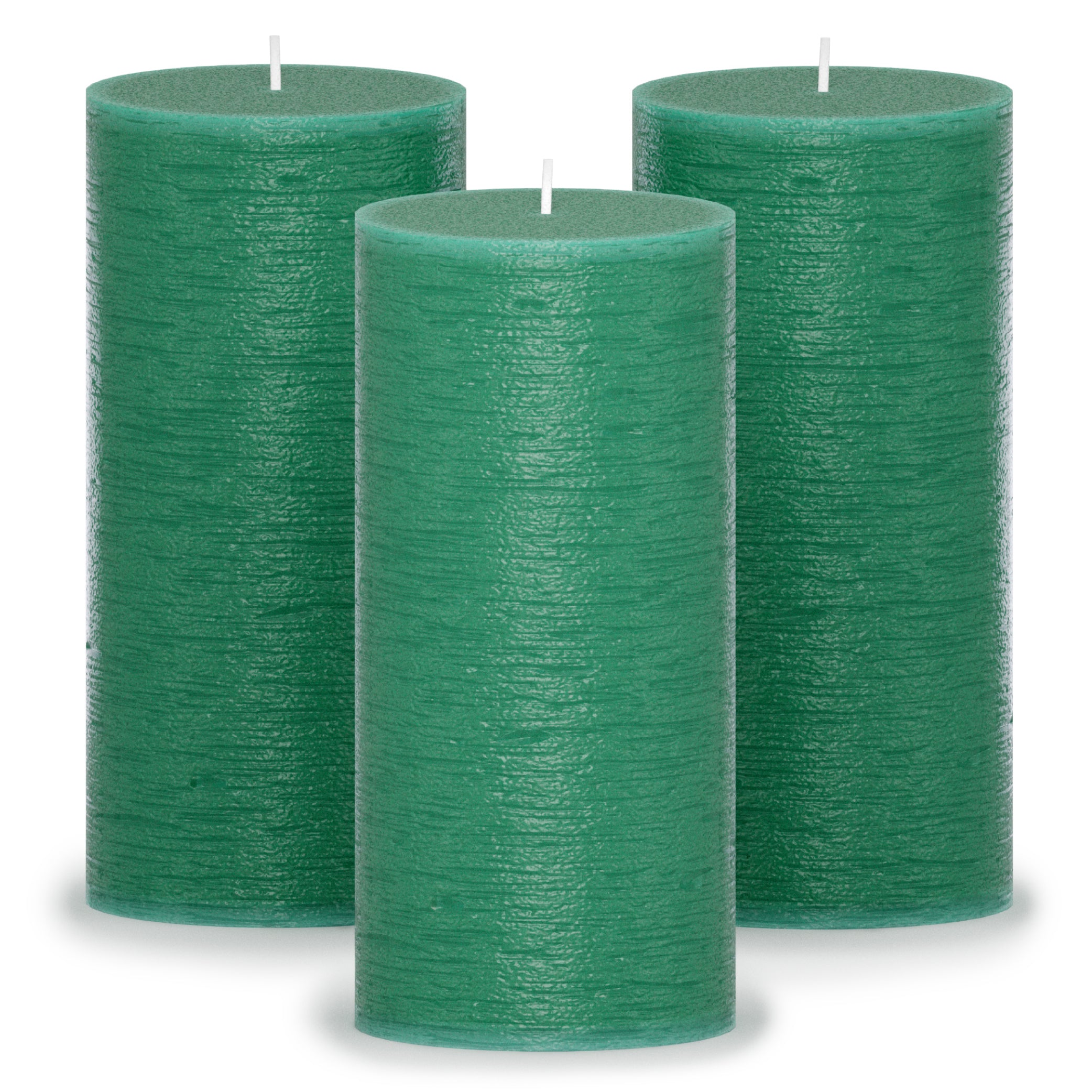 CANDWAX Green Pillar Candles 6" - Set of 3pcs