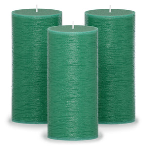 CANDWAX Green Pillar Candles 6" - Set of 3pcs