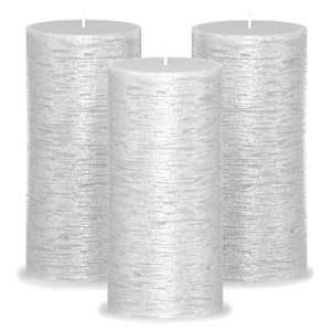 CANDWAX Silver Pillar Candles 6" - Set of 3pcs