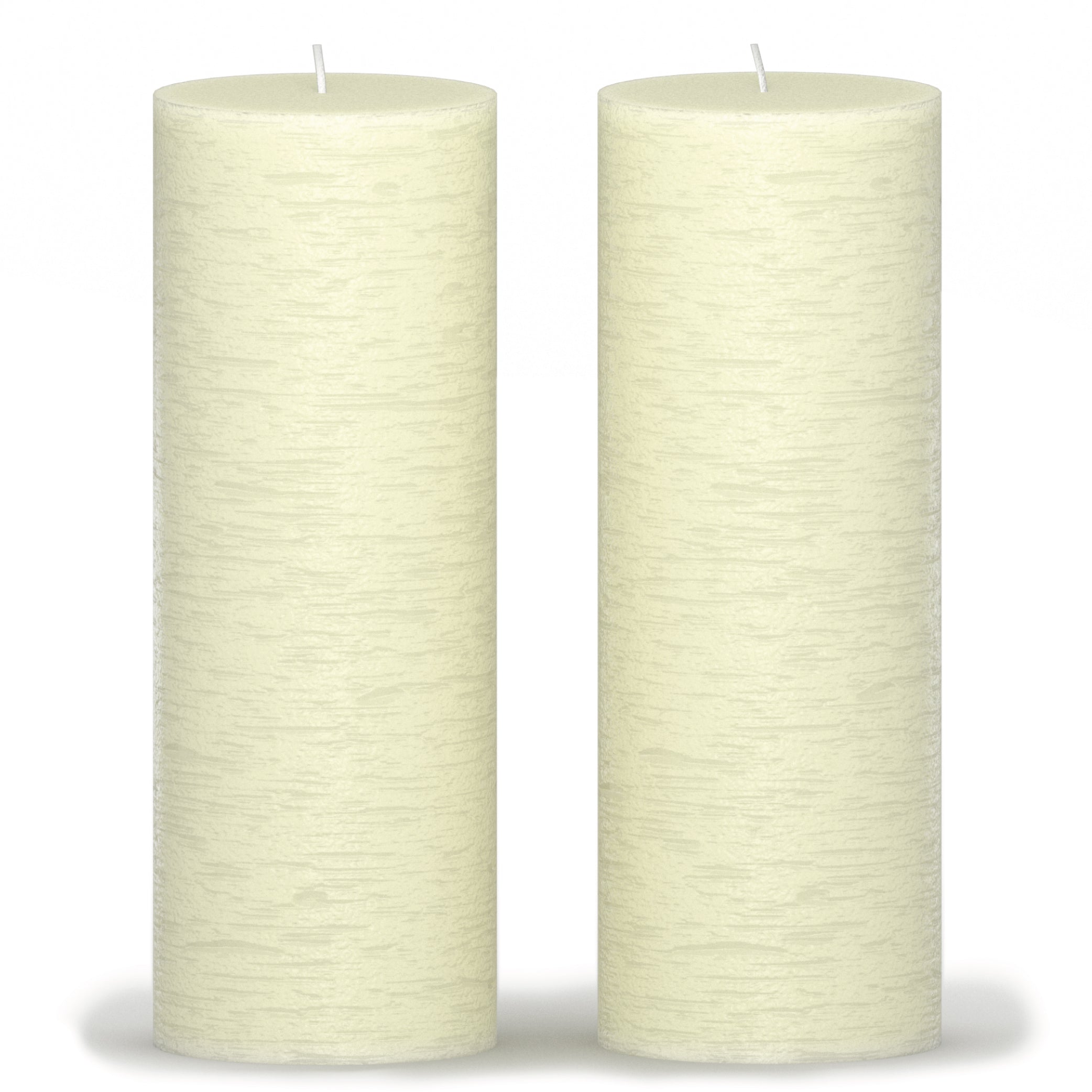 CANDWAX Ivory Pillar Candles 8" - Set of 2pcs